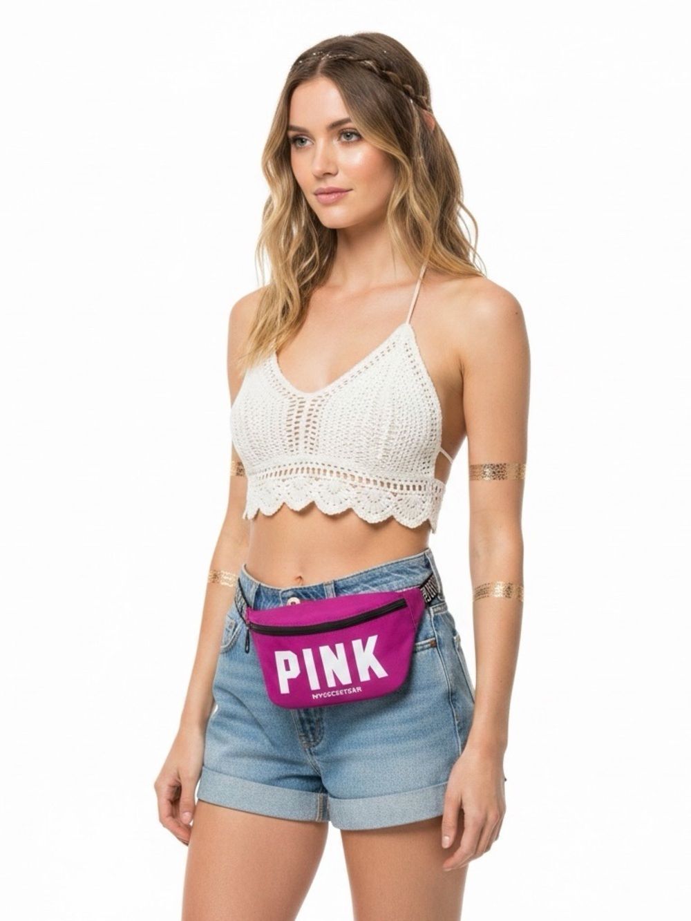 PINK Hot Pink Spring Break Fanny Pack Belt Crossbody Bag OS NWT